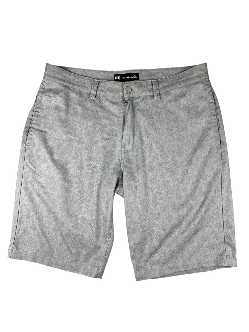 Travis Mathew Golf Shorts Mens 34 Gray Pineapple Print Pattern Stretch 1MU346